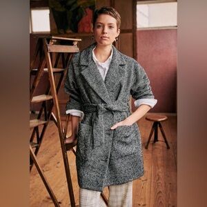 Sézane Monroe tweed belted coat 36/4